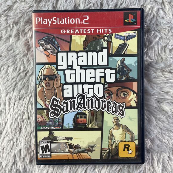 Grand Theft Auto San Andreas (PlayStation 2, 2004) PS2 Game Disc Case Manual Map - Picture 2 of 15